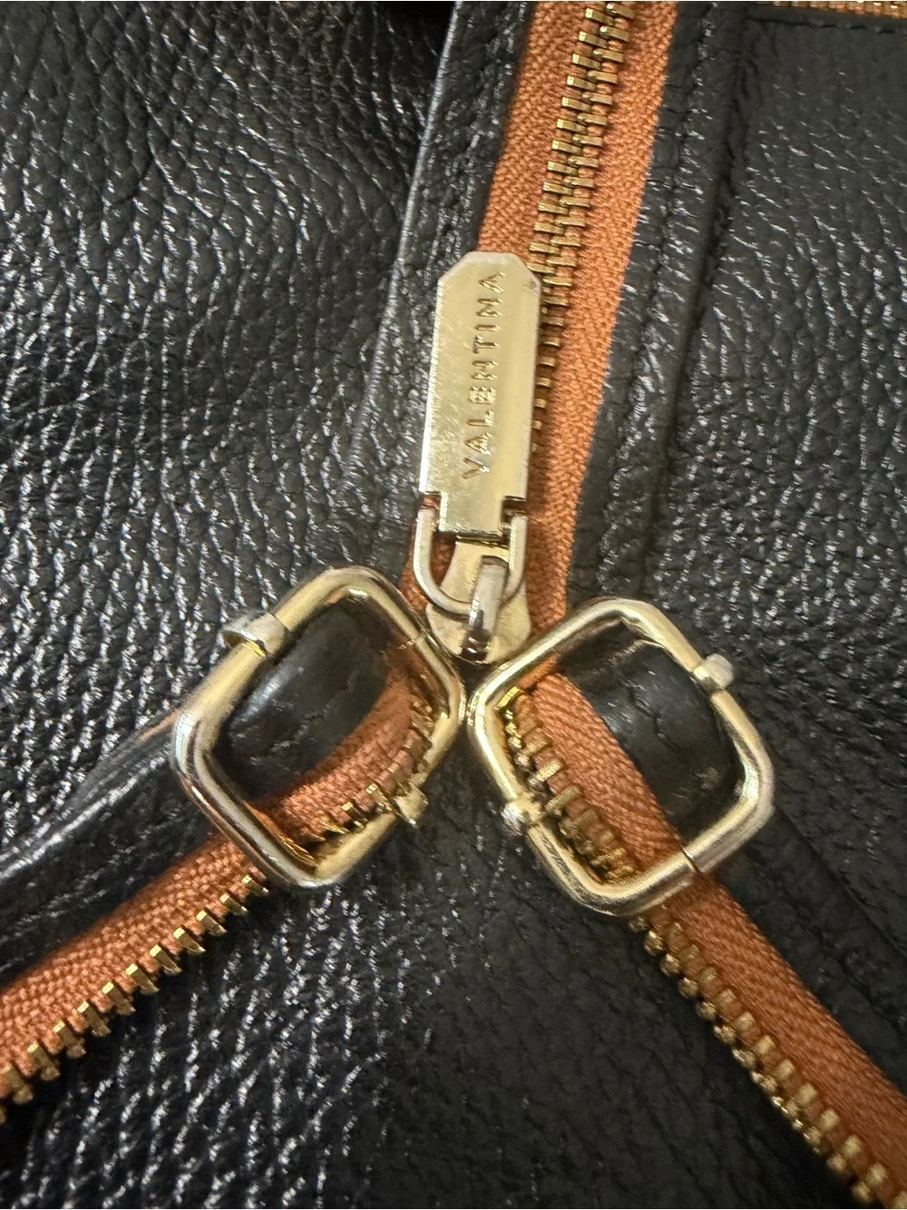 Valentina Black and Tan Two-Tone Leather Backpack